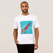 Retro Red Rocket Ship in Space Galactic T-shirt (Voorkant volledig)