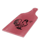 RETRO RED ROOSTER CUTTING BOARD PADDLE SNIJPLANK (Hoek)