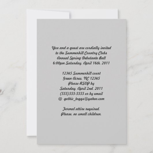 Retro Red Rose Debutante Ball Uitnodiging (Achterkant)