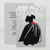 Retro Red Rose Debutante Ball Uitnodiging (Voorkant / Achterkant)