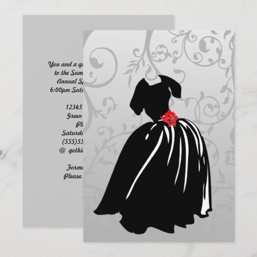 Retro Red Rose Debutante Ball Uitnodiging (Voorkant / Achterkant)