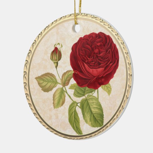 Retro Red Rose keramisch Ornament (Links)