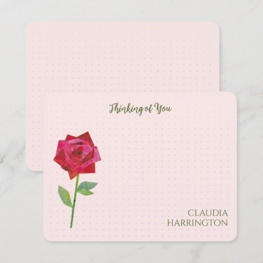 Retro Red Rose Originele Collage Art MidCentury Notitiekaartje (Voorkant / Achterkant)