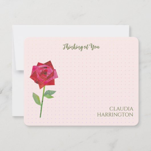 Retro Red Rose Originele Collage Art MidCentury Notitiekaartje (Voorkant)