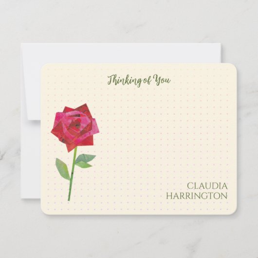 Retro Red Rose Originele Collage Art MidCentury Notitiekaartje (Voorkant)