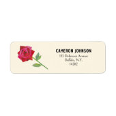 Retro Red Rose Schattige Romantisch Retouradres Etiket (Voorkant)