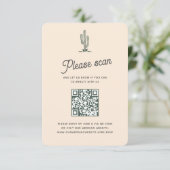 Retro Red Saguaro Cacti Desert Wedding QR Code RSVP Kaartje (Staand voorkant)