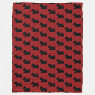 Retro Red Scottish Terrier Fleece Blanket Deken