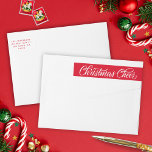 Retro Red Script Christmas Cheer retouradres<br><div class="desc">Dit elegante en feestelijke retour adres label heeft een klassieke witte achtergrond met retro rood script en typografie. Op de begroeting staat "Kerstgemoed". Pas het aan met je eigen naam en adres.</div>