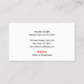Retro Red Script Font Stars Visitekaartje (Achterkant)