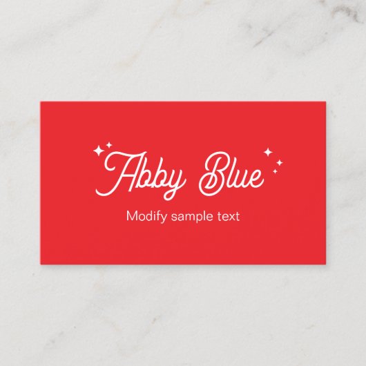 Retro Red Script Font Stars Visitekaartje (Voorkant)