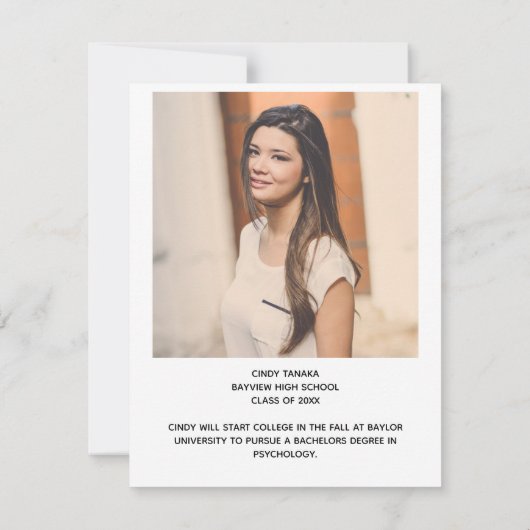 Retro Red Script Uniek Afstuderen foto-Afstuderen Aankondiging (Achterkant)