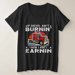 Retro Red Semi Truck Sunset – Big Rig Diesel Truck Grote Maat T-shirt