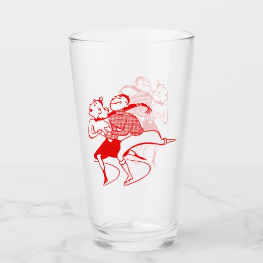Retro Red Skating Couple Glas (Voorkant)