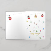 Retro Red Ski Gondola Lift Vakantie Folie Wenskaart (Buiten Laag)