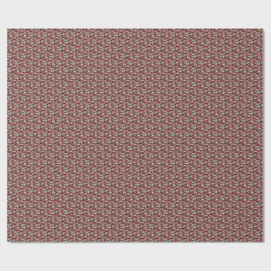 Retro Red Specized Linoleum Pattern Cadeaupapier (Vlak)