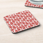 Retro Red Squares Patroon Onderzetter (Linkerzijde)
