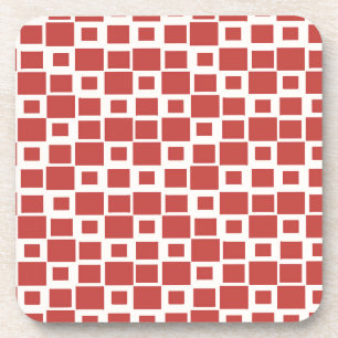 Retro Red Squares Patroon Onderzetter
