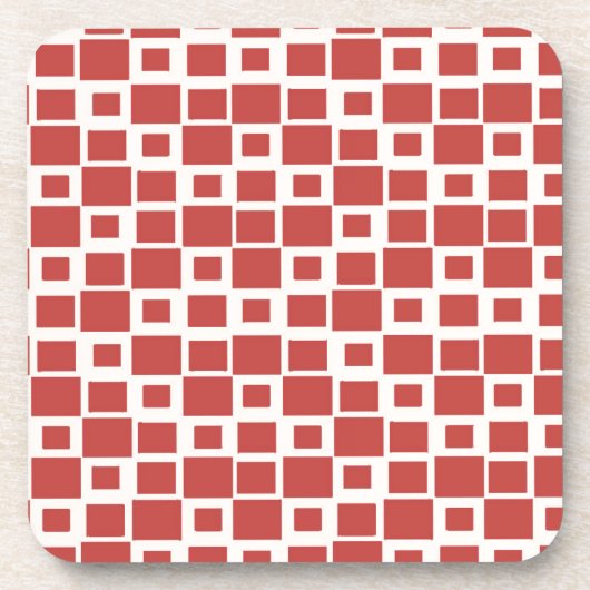 Retro Red Squares Patroon Onderzetter (Voorkant)