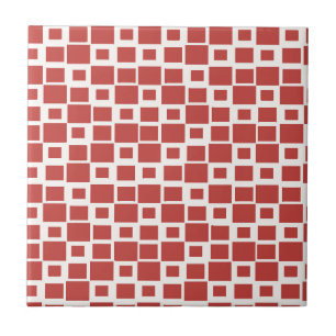 Retro Red Squares Patroon Tegeltje