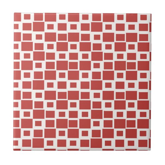 Retro Red Squares Patroon Tegeltje (Voorkant)