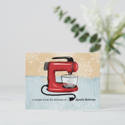 Retro Red stand mixer recept cards Briefkaart (Staand voorkant)