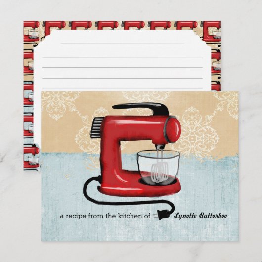 Retro Red stand mixer recept cards Briefkaart (Voorkant / Achterkant)