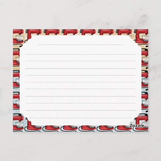 Retro Red stand mixer recept cards Briefkaart (Achterkant)