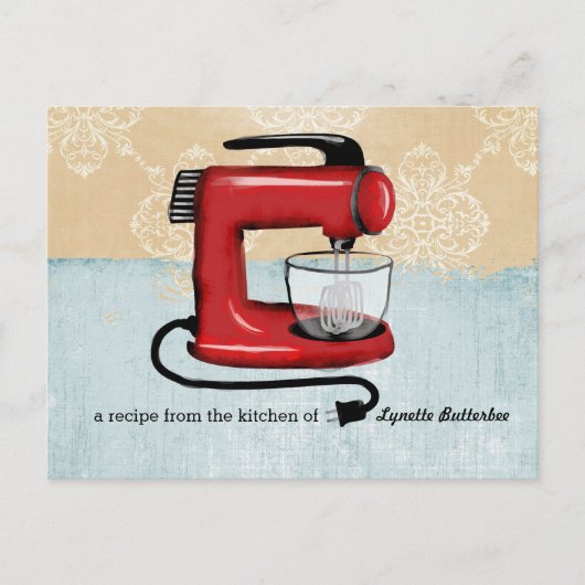 Retro Red stand mixer recept cards Briefkaart (Voorkant)