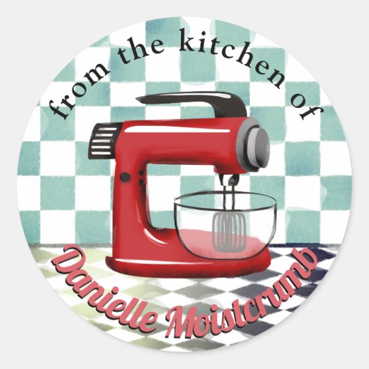 Retro Red Stand Mixer uit de keuken van sticker (Voorkant)