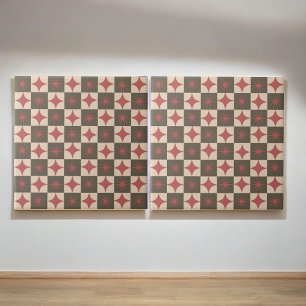 Retro Red Starburst geruit Mid Century Modern Tegeltje