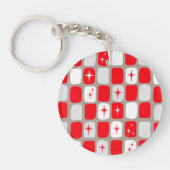Retro Red Starbursts Acrylische Sleutelhanger (Voorkant)