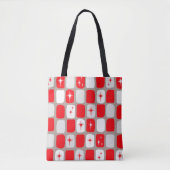 Retro Red Starbursts All-Over Print Canvas tas (Voorkant)