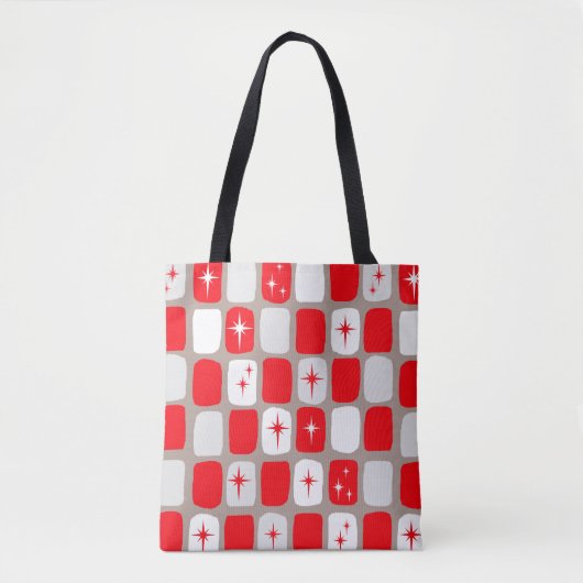 Retro Red Starbursts All-Over Print Canvas tas (Voorkant)