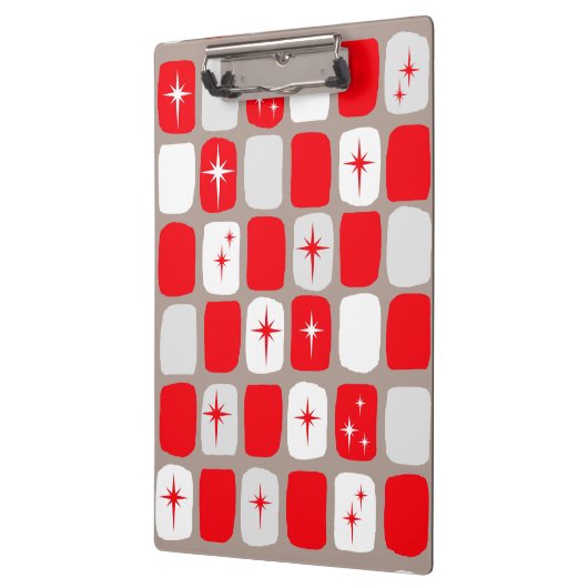 Retro Red Starbursts Clipboard Klembord (Links)