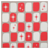 Retro Red Starbursts Combed Cotton Fabric. Stof (Swatch)