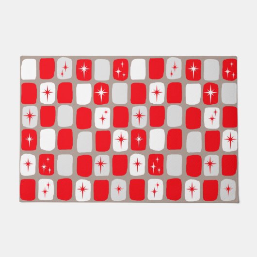 Retro Red Starbursts deur Mat (Voorkant)