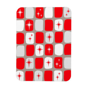 Retro Red Starbursts Flexible Magnet Magneet