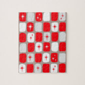 Retro Red Starbursts Puzzle Legpuzzel (Verticaal)
