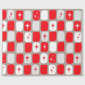 Retro Red Starbursts Verpakking papier (grote afdr (Vlak)