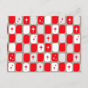 Retro Red Starburts Briefkaart