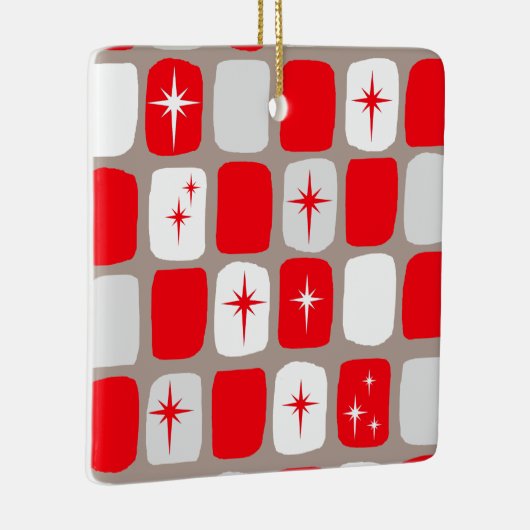 Retro Red Starburts kerstversiering Keramisch Ornament (Rechts)