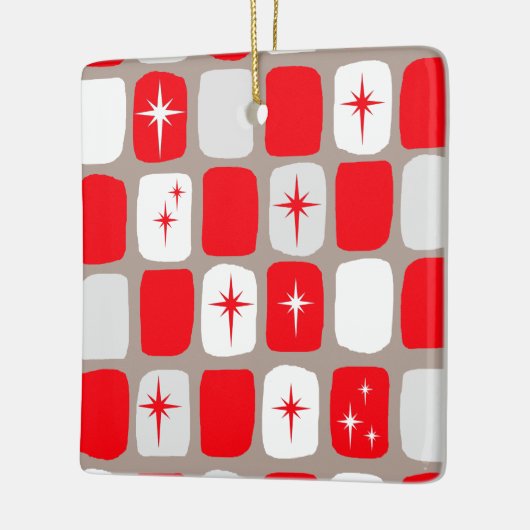 Retro Red Starburts kerstversiering Keramisch Ornament (Links)