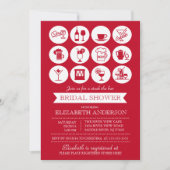 Retro Red Stock de Uitnodiging van de Bridal van d (Voorkant)