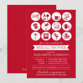 Retro Red Stock de Uitnodiging van de Bridal van d (Voorkant / Achterkant)
