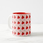 Retro Red Strawberry en Flower Pattern Mok (Voorkant links)