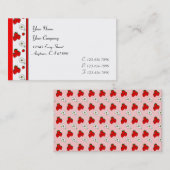 Retro Red Strawberry en Flower Pattern Sjabloon Visitekaartje (Voorkant / Achterkant)