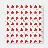 Retro Red Strawberry en ventilatorpatroon Magneet (Voorkant)