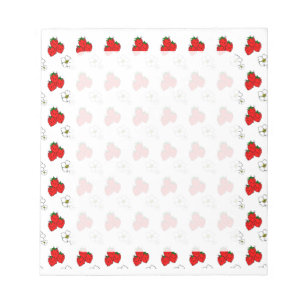 Retro Red Strawberry en ventilatorpatroon Notitieblok