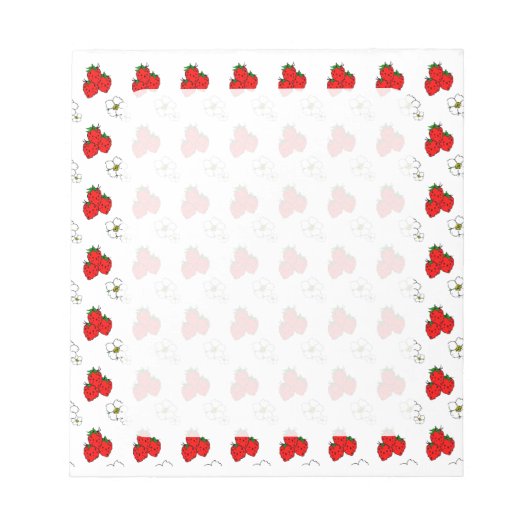 Retro Red Strawberry en ventilatorpatroon Notitieblok (Voorkant)